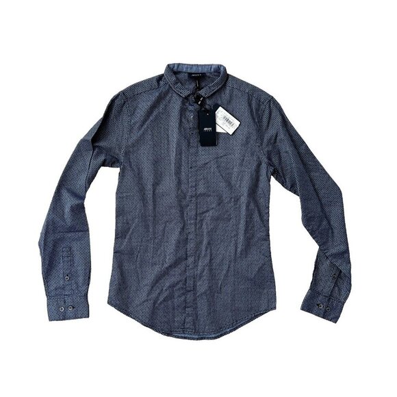 Armani Jeans Fine Patterned Button Shirt Blue XS